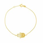 14K Yellow Gold Hamsa Bracelet // 7" // New