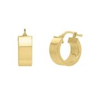 14K Yellow Gold Chunky Huggie Hoop Earrings // New