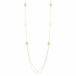 14K Yellow Gold Hamsa Stationed Necklace // 30" // New