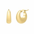 14K Yellow Gold Medium Tapered Hoop Earrings // New