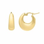 14K Yellow Gold Medium Tapered Hoop Earrings // New