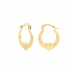 14K Yellow Gold Small Heart Hoop Earrings // New