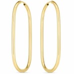 14K Yellow Gold Endless Large Paperclip Hoop Earrings // New