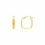 14K Yellow Gold Double-Square Tube Hoop Earrings // New