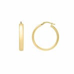 14K Yellow Gold Small Band Hoop Earrings // New