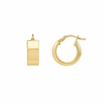 14K Yellow Gold Chunky Huggie Hoop Earrings // New