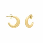 14K Yellow Gold Puffy-C Hoop Earrings // New