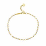 14K Yellow Gold + Pearl Bead Bracelet // 8" // New