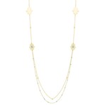 14K Yellow Gold Hamsa Stationed Necklace // 30" // New