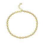 14k Yellow Gold + 14k White Gold Beaded Bracelet // 8" // New