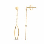 14K Yellow Gold Oval Chain Drop Earrings // New