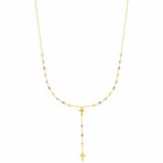 14K Yellow Gold Drop-Cross Rosary Necklace // 17" // New