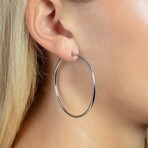 14K White Gold Hoop Earrings // New