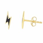 14K Yellow Gold + Enamel Lightning Bolt Earrings // New