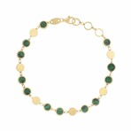 14K Yellow Gold + Malachite Geometric Mirror Bracelet // 7.25" // New