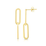 14K Yellow Gold Two-Link Paperclip Drop Earrings // New