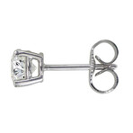 14K White Gold + Round Diamond Stud Earrings // New