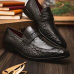 Fangio // Ostrich + Ostrich Leg Loafers // Black (US: 8)