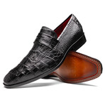 Matteo // Alligator Penny Loafers // Black (US: 11.5)