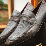 Fangio // Ostrich + Ostrich Leg Loafers // Serpentine Grey (US: 11.5)