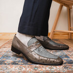 Fangio // Ostrich + Ostrich Leg Loafers // Serpentine Grey (US: 11.5)