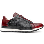 Portici // Caiman Fuscus + Lizard Teju Lace-Up Sneakers // Wine + Black (US: 9.5)