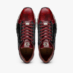 Portici // Caiman Fuscus + Lizard Teju Lace-Up Sneakers // Wine + Black (US: 9.5)