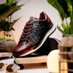 Portici // Caiman Fuscus + Lizard Teju Lace-Up Sneakers // Wine + Black (US: 9.5)