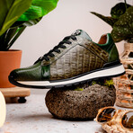 Portici // Caiman Fuscus + Lizard Teju Lace-Up Sneakers // Green (US: 11)