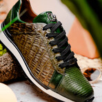 Portici // Caiman Fuscus + Lizard Teju Lace-Up Sneakers // Green (US: 11)