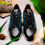 Portici // Caiman Fuscus + Lizard Teju Lace-Up Sneakers // Navy + Black (US: 8)