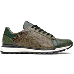 Portici // Caiman Fuscus + Lizard Teju Lace-Up Sneakers // Green (US: 11)