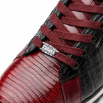 Portici // Caiman Fuscus + Lizard Teju Lace-Up Sneakers // Wine + Black (US: 9.5)