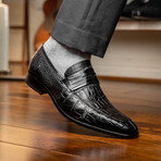 Matteo // Alligator Penny Loafers // Black (US: 11.5)