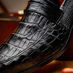 Matteo // Alligator Penny Loafers // Black (US: 11.5)