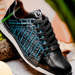 Portici // Caiman Fuscus + Lizard Teju Lace-Up Sneakers // Navy + Black (US: 8)