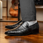 Matteo // Alligator Penny Loafers // Black (US: 11.5)