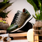 Portici // Caiman Fuscus + Lizard Teju Lace-Up Sneakers // Green (US: 11)