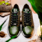 Portici // Caiman Fuscus + Lizard Teju Lace-Up Sneakers // Green (US: 11)