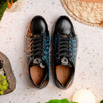 Portici // Caiman Fuscus + Lizard Teju Lace-Up Sneakers // Navy + Black (US: 8)