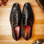 Matteo // Alligator Penny Loafers // Black (US: 11.5)