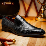 Matteo // Alligator Penny Loafers // Black (US: 11.5)