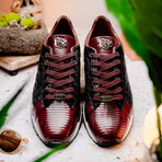 Portici // Caiman Fuscus + Lizard Teju Lace-Up Sneakers // Wine + Black (US: 9.5)