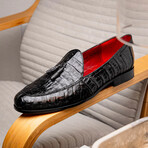 Bianchi // Caiman Fuscus Tassel Loafers // Black (US: 11.5)