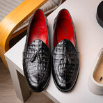 Bianchi // Caiman Fuscus Tassel Loafers // Black (US: 11.5)