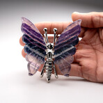 Polished Rainbow Fluorite Slice Butterfly Wings