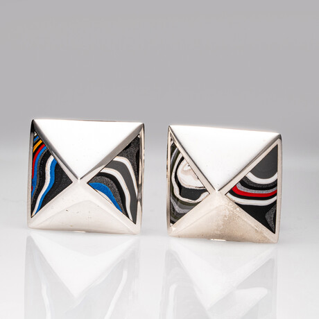 Genuine Fordite Sterling Silver Cufflinks