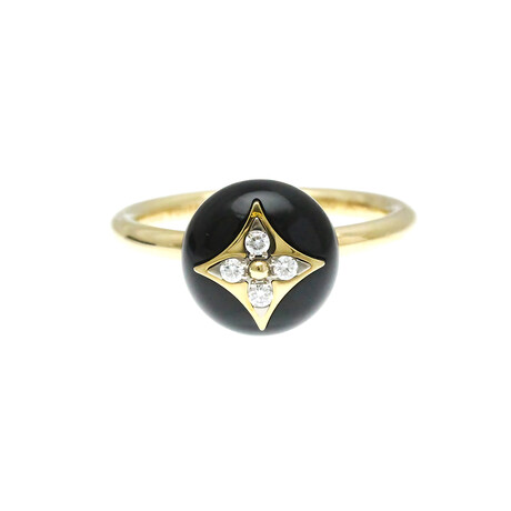 Louis Vuitton // 18k Yellow Gold Color Blossom Diamond + Onyx Ring // Ring Size: 8 // Store Display