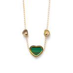 Chopard // 18k Rose Gold Happy Heart Malachite + Diamond Necklace // 14.37"-16.14" // Store Display