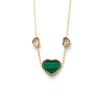 Chopard // 18k Rose Gold Happy Heart Malachite + Diamond Necklace // 14.37"-16.14" // Store Display